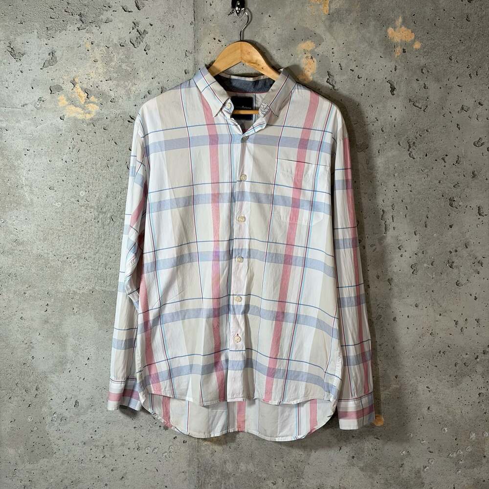 Tommy Bahama Mens Long Sleeve Button Down Shirt Plaid Cotton Silk Blend